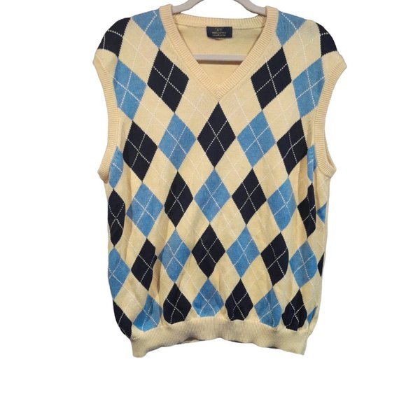 346 Brooks Brothers Supima Cotton Men's Sweater Vest Argyle Design Large - Picture 1 of 7